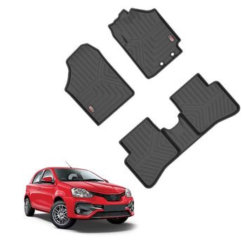 Car Floor Mats for Toyota Etios Liva in Black Rubber for Enhanced Vehicle Protection