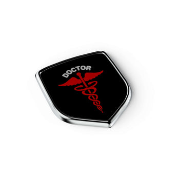 Doctor Badge for Car & Bike with a sleek design featuring a red caduceus symbol