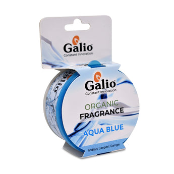 Galio Aqua Blue Organic Car Air Freshener in Round Packaging for Long-Lasting Fragrance