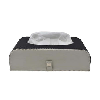 Leatherette Car Tissue Box in Black and Gray Design for Convenient Tissue Access