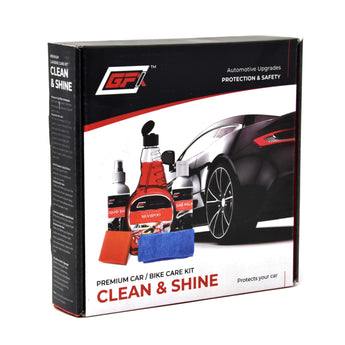 Premium Car & Bike Care Combo Kit including cleaning products and microfiber cloth for vehicle maintenance