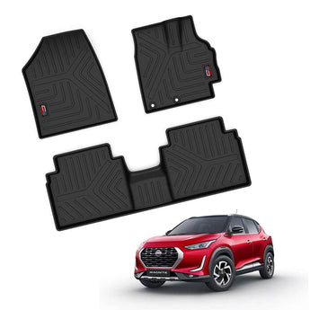 Durable Car Floor Mats for Nissan Magnite offering protection and easy cleaning in black rubber