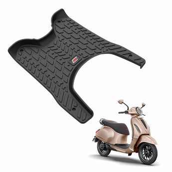 Scooty Mats for Bajaj Chetak EV 3501 in durable black rubber with textured grip design