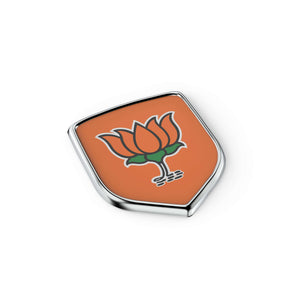 BJP Bhartiya Janta Party Badge for Car & Bike with stylish lotus design and chrome border