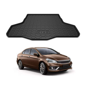 Durable Car Trunk Mat for Maruti Suzuki Ciaz with ribbed surface design for easy cleaning