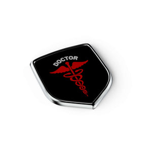 Doctor Badge for Car & Bike with a sleek design featuring a red caduceus symbol