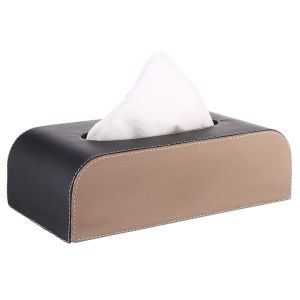 GFX Handcrafted Leather Tissue Box Holder Car Tissue Box 1Pcs (BEIGE & Brown)