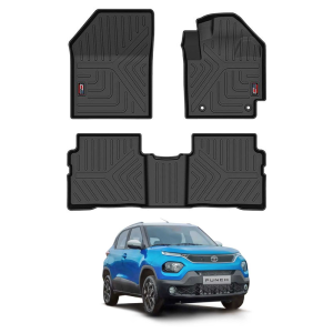 GFX Life Long All Weather Car Floor/Foot Mat For Tata Punch 2021 Onward Custom Fit (Black) (Set of 3 Pcs)