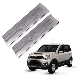 Galio Car Footsteps Sill Guard Stainless Steel Scuff Plate Compatible for Mahindra Nuvo Sports 2014 Onwards