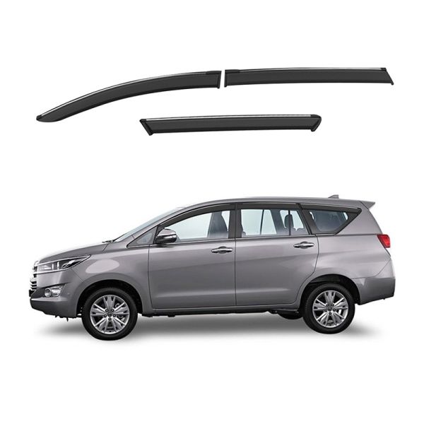 Galio Car Window Door Wind Visor with Silver Chrome Line for